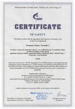 Certificate of safety<br>Prameny Čistoty. Formule 1 Suplemento alimentar Paracleanse Triple Set, 200 g e 90 cápsulas
